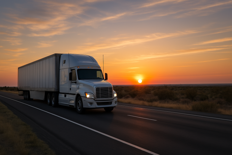 Full truckload freight on open highway at sunrise – efficient logistics strategy