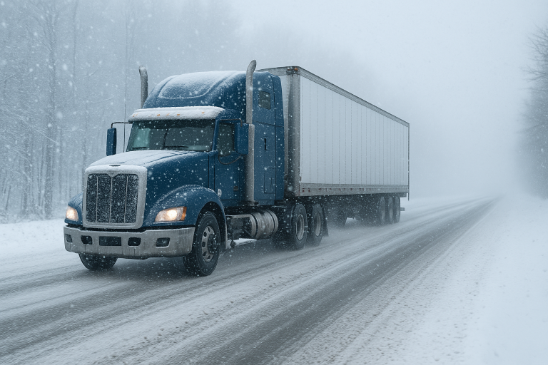 Truck on Snowy Highway